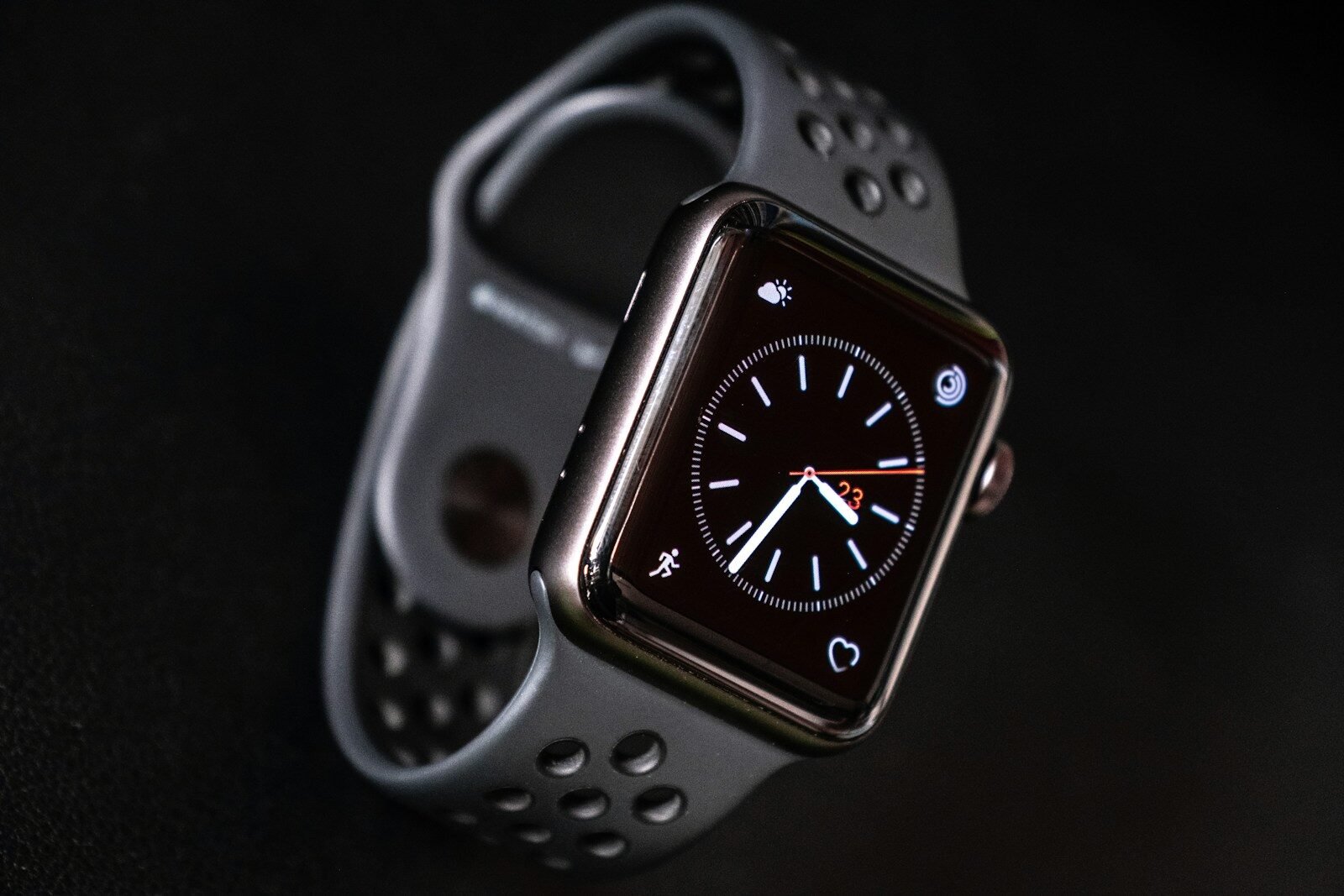 a black watch with a white face